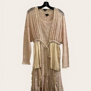 Komarov Champagne Lace-Textured Dress Top